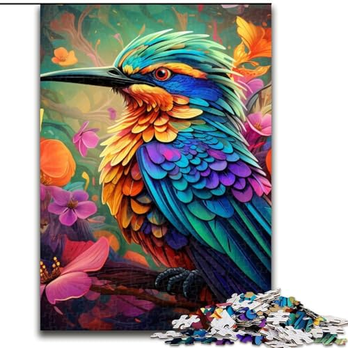 1000-teiliges Puzzle für Erwachsene, farbenfroher Kunstvogel aus Holz, lustige Aktivität für zu Hause, 50x75cm, Lernspielzeug für Teenager, Dekoration für das Homeoffice von LiJianXXE
