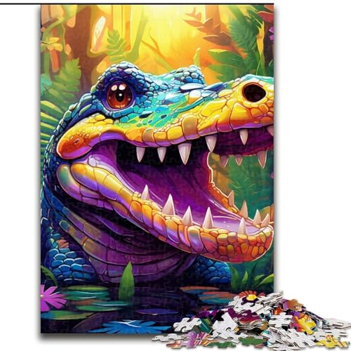 1000-teiliges Puzzle für Erwachsene, farbenfrohes Kunst-Krokodil aus Holz, für Teenager ab 14 Jahren, Heimdekoration, 50x75cm, pädagogisches und unterhaltsames Indoor-Spiel für die Heimdekoration 1000-teiliges Puzzle für Erwachsene, farbenfrohes Kunst-Krokodil aus Holz, für Teenager ab 14 Jahren, Heimdekoration, 50x75cm, pädagogisches und unterhaltsames Indoor-Spiel für die Heimdekoration von LiJianXXE