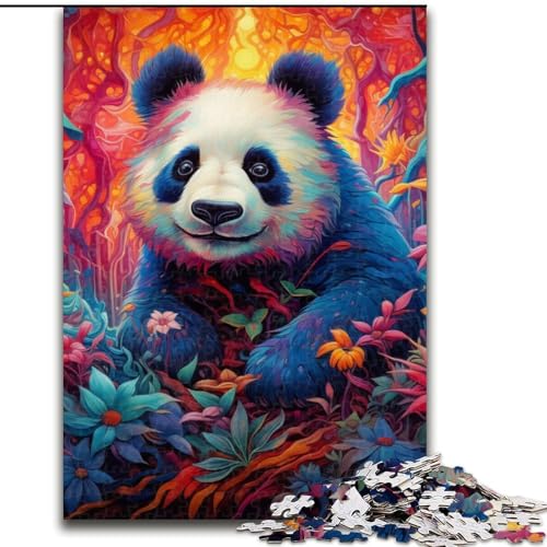 1000-teiliges Puzzle für Erwachsene, farbenfrohes Panda-Kunst-Puzzle aus Holz, anspruchsvolles Denkspiel für Teenager, unterhaltsames interaktives Spiel für die ganze Familie, 1000 Teile(50x75cm) von LiJianXXE