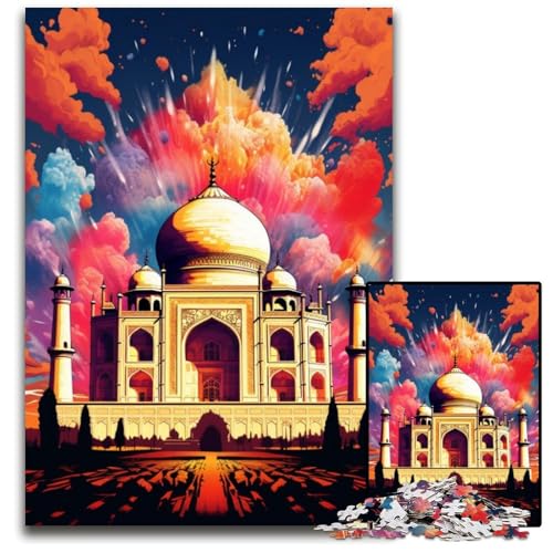 1000-teiliges Puzzle für Erwachsene, farbenfrohes Taj Mahal-Puzzle für Erwachsene, Eltern, Partner, Freunde – ab 14 Jahren, 26x38cm/10,23x14,96 Zoll 1000-teiliges Puzzle für Erwachsene, farbenfrohes Taj Mahal-Puzzle für Erwachsene, Eltern, Partner, Freunde – ab 14 Jahren, 26x38cm/10,23x14,96 Zoll von LiJianXXE