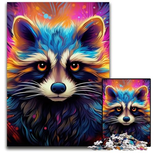 1000-teiliges Puzzle für Erwachsene, farbenfrohes Waschbär-Kunst-Puzzle für Erwachsene, Eltern, Partner, Freunde – ab 14 Jahren, 26x38cm/10,23x14,96 Zoll 1000-teiliges Puzzle für Erwachsene, farbenfrohes Waschbär-Kunst-Puzzle für Erwachsene, Eltern, Partner, Freunde – ab 14 Jahren, 26x38cm/10,23x14,96 Zoll von LiJianXXE
