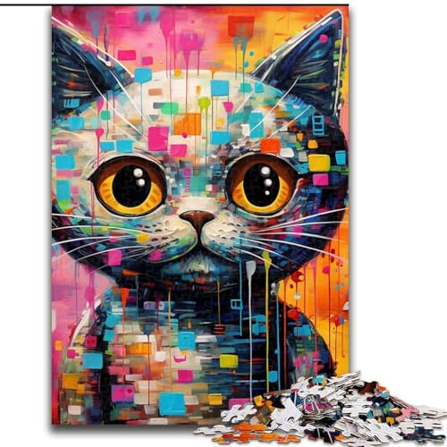 1000-teiliges Puzzle für Erwachsene, futuristisches Katzen-Puzzle aus Pappe, anspruchsvolles Denkspiel für Teenager, perfekt als Heimdekoration oder Geschenk, 1000 Teile(26x38cm) von LiJianXXE