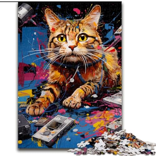 1000-teiliges Puzzle für Erwachsene, futuristisches Katzenpuzzle aus Pappe, Geburtstage, Weihnachten, Halloween, Erntedankfest, Ostern, 1000 Teile(26x38cm) von LiJianXXE