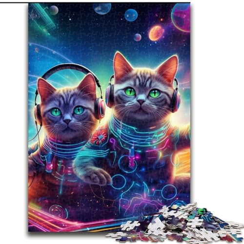 1000-teiliges Puzzle für Erwachsene, magisches Katzen-Puzzle aus Holz, anspruchsvolles Denkspiel für Teenager, perfekt als Heimdekoration oder Geschenk, 1000 Teile(50x75cm) von LiJianXXE