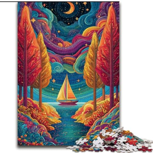 1000-teiliges Puzzle für Erwachsene, psychedelisches Boot, Spielzeug, Lernspiele, Stressabbau, Eltern-Kind-Interaktion (Größe 26x38cm) von LiJianXXE