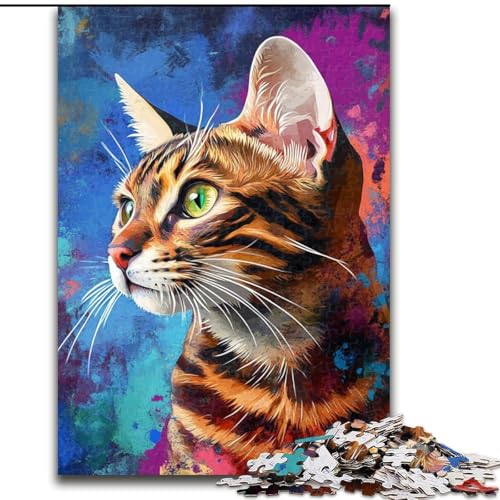 1000-teiliges Puzzle für Erwachsene, schöne Bengalkatze aus Holz, für Teenager ab 14 Jahren, Heimdekoration, 50x75cm, pädagogisches und unterhaltsames Indoor-Spiel für die Heimdekoration von LiJianXXE