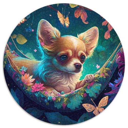 1000-teiliges Puzzle für Erwachsene, schöner Chihuahua, 1000-teiliges rundes Puzzle für Erwachsene, Lernspielzeug für Teenager, Heimbüro-Dekor, 67,5 x 67,5 cm von LiJianXXE