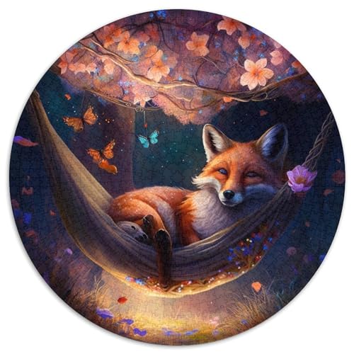 1000-teiliges Puzzle für Erwachsene, schöner Fuchs, 1000-teiliges rundes Puzzle für Erwachsene, Lernspielzeug für Teenager, Heimbüro-Dekor, 67,5 x 67,5 cm von LiJianXXE