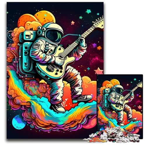 1000-teiliges Puzzle für Erwachsene,Astronaut spielt Gitarre,Holzpuzzle für Erwachsene,perfekt für Teenager,Familienzusammenhalt,Denksportaufgabe und DIY-Heimdekor-Geschenk,50x75cm/19,68x29,52 Zoll von LiJianXXE