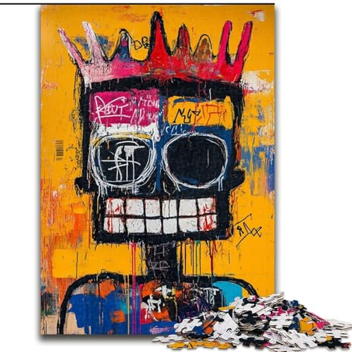 1000-teiliges Puzzle für Erwachsene,Geschenke zum Thema Totenkopf im Basquiat-Stil,Analyse und Logik mit vollständig ineinandergreifenden,zufällig geformten Teilen für Kinder ab 14 Jahren 50x75cm von LiJianXXE