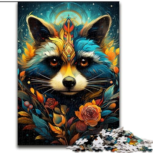 1000-teiliges Puzzle für Erwachsene,psychedelisches Tier-Waschbär-Puzzle aus Pappe,anspruchsvolles Denkspiel für Teenager,unterhaltsames interaktives Spiel für die ganze Familie,1000 Teile(26x38cm) von LiJianXXE