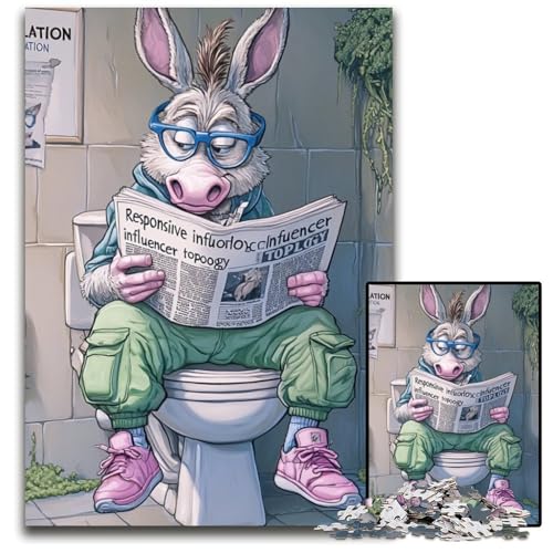 1000-teiliges Puzzle für Erwachsene „Donkey Go Toilet“, Puzzles für Erwachsene, Eltern, Partner, Freunde – ab 14 Jahren, 26x38cm/10,23x14,96 Zoll 1000-teiliges Puzzle für Erwachsene „Donkey Go Toilet“, Puzzles für Erwachsene, Eltern, Partner, Freunde – ab 14 Jahren, 26x38cm/10,23x14,96 Zoll von LiJianXXE