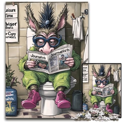1000-teiliges Puzzle für Erwachsene „Hyena Go Toilet“, Puzzles für Erwachsene, kreatives Familienspiel und Heimdekoration, Teenager, 26x38cm/10,23x14,96 Zoll von LiJianXXE