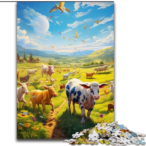 1000-teiliges Puzzle für Erwachsene mit Bauernhoftieren aus Pappe, anspruchsvolles Denkspiel für Teenager, unterhaltsames interaktives Spiel für die ganze Familie, 1000 Teile(26x38cm) von LiJianXXE