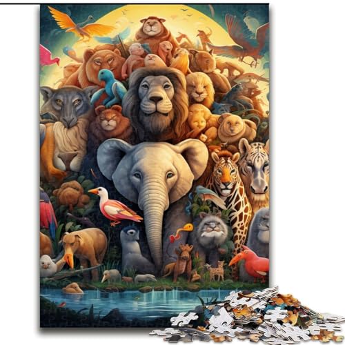 1000-teiliges Puzzle für Erwachsene mit afrikanischen Tieren, aus Pappe, anspruchsvolles Denkspiel für Teenager, unterhaltsames interaktives Spiel für die ganze Familie, 1000 Teile(26x38cm) von LiJianXXE