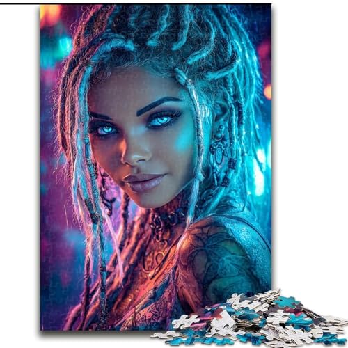 1000-teiliges Puzzle für Erwachsene und Jugendliche, Afroamerikanerin, Spielzeug, Lernspiele, stressabbauende Wanddekoration (Größe 50x75cm) von LiJianXXE