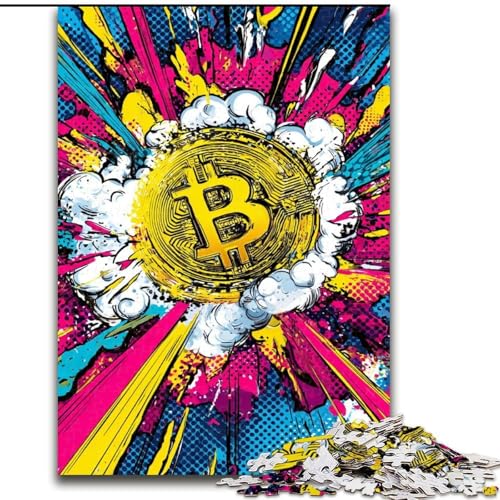 1000-teiliges Puzzle für Erwachsene und Jugendliche, Bitcoin-Logo, Spielzeug, Lernspiele, Stressabbau, Stärkung der Liebe zwischen Paaren (Größe 50x75cm) von LiJianXXE