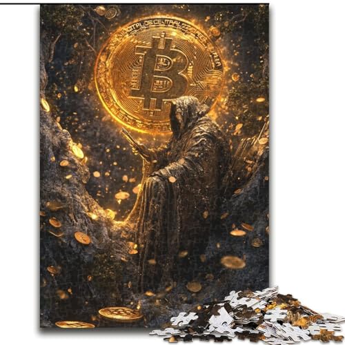 1000-teiliges Puzzle für Erwachsene und Jugendliche, Bitcoin-Logo, Spielzeug, Lernspiele, Stressabbau, Stärkung der Liebe zwischen Paaren (Größe 50x75cm) von LiJianXXE