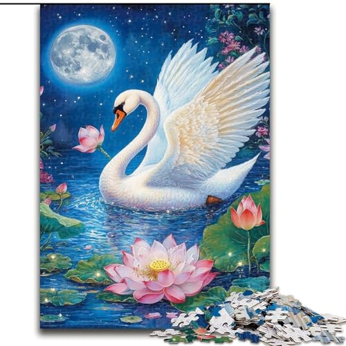 1000-teiliges Puzzle für Erwachsene und Jugendliche, Blumen, Schwan, Spielzeug, Lernspiele, stressabbauende Wanddekoration (Größe 26x38cm) von LiJianXXE
