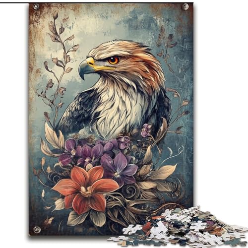 1000-teiliges Puzzle für Erwachsene und Jugendliche, Blumenadler, für Kinder ab 14 Jahren, Lernspiel, Herausforderung, Spielzeug, Geschenk zum Geburtstag (Größe 50x75cm) von LiJianXXE