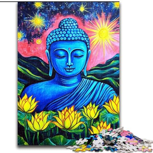 1000-teiliges Puzzle für Erwachsene und Jugendliche, Buddha, für Lernspiele, Herausforderungsspielzeug, einzigartige Heimdekoration und Geschenke (Größe 26x38cm) von LiJianXXE