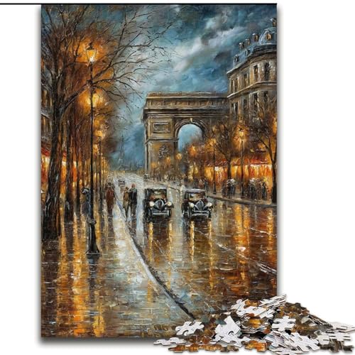 1000-teiliges Puzzle für Erwachsene und Jugendliche, Eiffelturm-Ölgemälde, Spielzeug, Lernspiele, stressabbauende Wanddekoration (Größe 26x38cm) von LiJianXXE