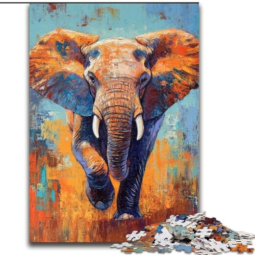 1000-teiliges Puzzle für Erwachsene und Jugendliche, Elefanten-Ölgemälde, Spielzeug, Lernspiele, Stressabbau, Stärkung der Liebe zwischen Paaren (Größe 26x38cm) von LiJianXXE