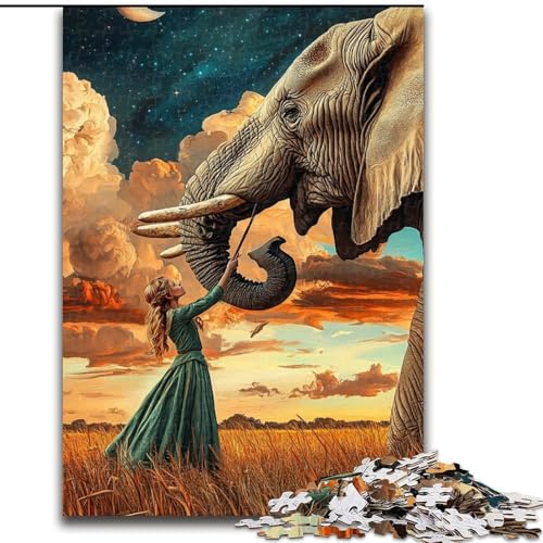 1000-teiliges Puzzle für Erwachsene und Jugendliche, Elefantenkunst, Spielzeug, Lernspiele, Stressabbau, Stärkung der Liebe zwischen Paaren (Größe 50x75cm) von LiJianXXE