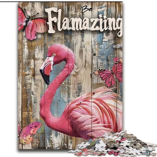 1000-teiliges Puzzle für Erwachsene und Jugendliche, Flamingo-Ölgemälde, Lernspielzeug, Familienspiele, einzigartige Geburtstags- und Geschenkideen (Größe 50x75cm) von LiJianXXE