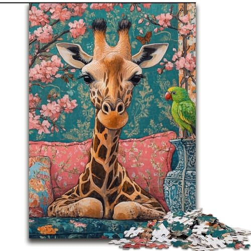 1000-teiliges Puzzle für Erwachsene und Jugendliche, Giraffe auf dem Sofa, Spielzeug, Lernspiele, stressabbauende Wanddekoration (Größe 50x75cm) von LiJianXXE
