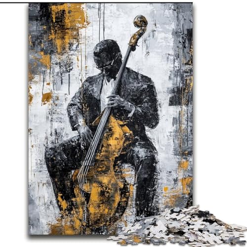 1000-teiliges Puzzle für Erwachsene und Jugendliche, Gitarre Spielen, Ölgemälde, Stressabbau, schwierige Herausforderung, Wichtelgeschenke (Größe 26x38cm) von LiJianXXE