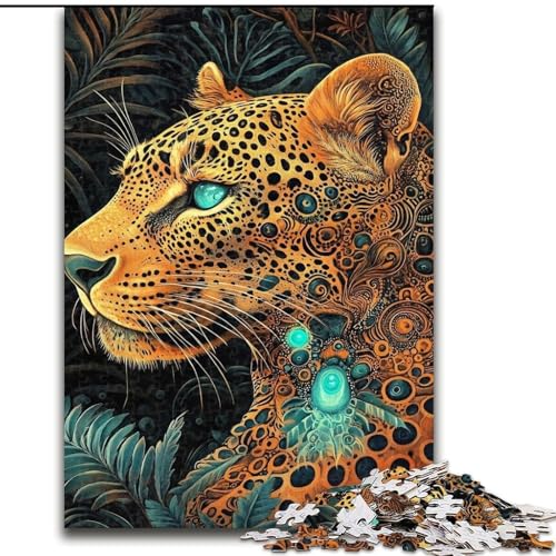 1000-teiliges Puzzle für Erwachsene und Jugendliche, Goldener Leopard, Spielzeug, Lernspiele, stressabbauende Wanddekoration (Größe 26x38cm) von LiJianXXE