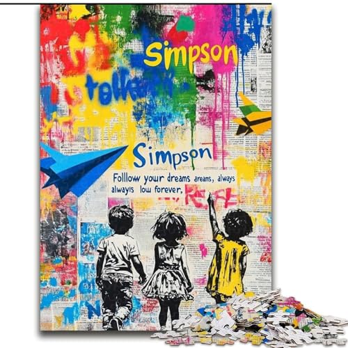 1000-teiliges Puzzle für Erwachsene und Jugendliche, Graffiti-Kinder, Spielzeug, Lernspiele, stressabbauende Wanddekoration (Größe 26x38cm) von LiJianXXE