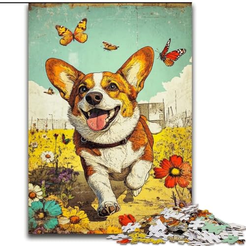 1000-teiliges Puzzle für Erwachsene und Jugendliche, Happy Corgi, Spielzeug, Lernspiele, Stressabbau, Stärkung der Liebe zwischen Paaren (Größe 50x75cm) von LiJianXXE