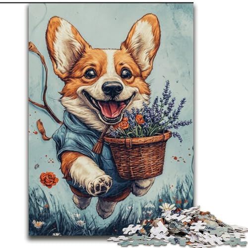 1000-teiliges Puzzle für Erwachsene und Jugendliche, Happy Corgi, Spielzeug, Lernspiele, stressabbauende Wanddekoration (Größe 26x38cm) von LiJianXXE