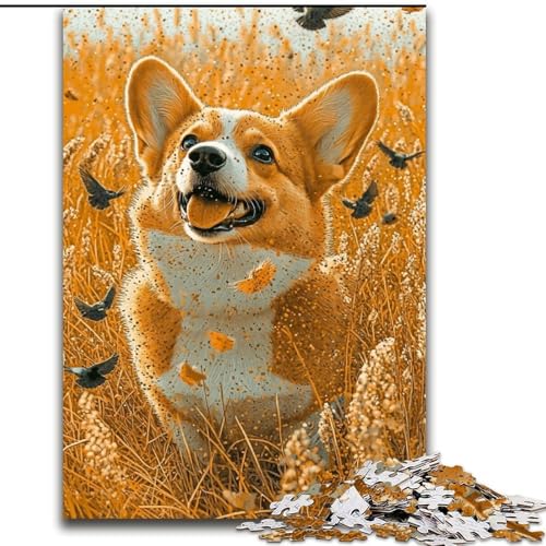 1000-teiliges Puzzle für Erwachsene und Jugendliche, Happy Corgi, Stressabbau, schwierige Herausforderung, Wichtelgeschenke (Größe 50x75cm) von LiJianXXE
