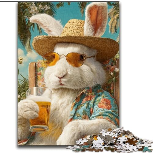 1000-teiliges Puzzle für Erwachsene und Jugendliche, Hase im Urlaub, Spielzeug, Lernspiele, stressabbauende Wanddekoration (Größe 26x38cm) von LiJianXXE