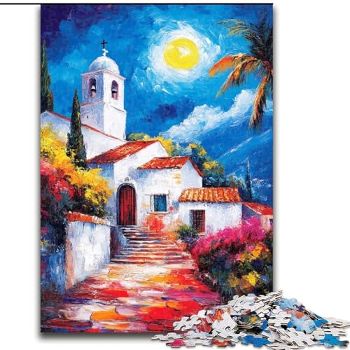 1000-teiliges Puzzle für Erwachsene und Jugendliche, Haus unter dem Nachthimmel, Lernspielzeug, Familienspiele, einzigartige Geburtstags- und Geschenkideen (Größe 50x75cm) von LiJianXXE