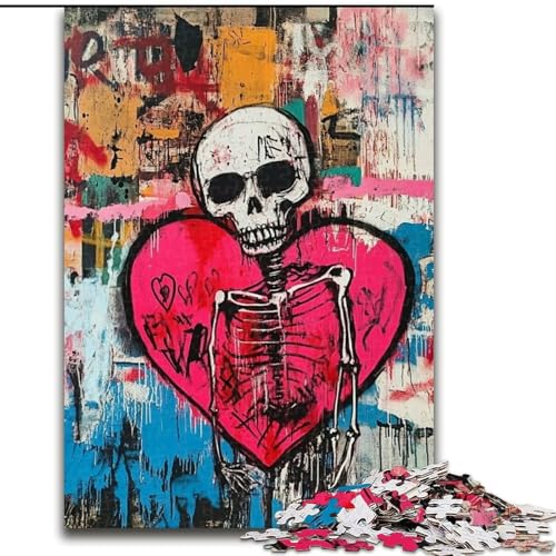1000-teiliges Puzzle für Erwachsene und Jugendliche, Herz im Basquiat-Stil, Spielzeug, Lernspiele, Stressabbau, Stärkung der Liebe zwischen Paaren (Größe 50x75cm) von LiJianXXE