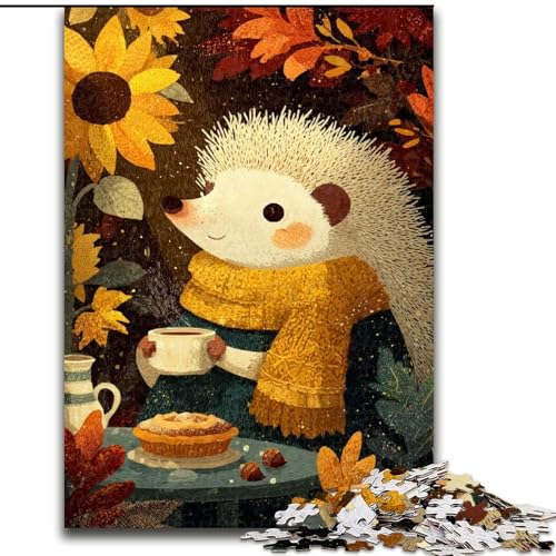 1000-teiliges Puzzle für Erwachsene und Jugendliche, Igel mit Schal, Spielzeug, Lernspiele, Stressabbau, Stärkung der Liebe zwischen Paaren (Größe 50x75cm) von LiJianXXE