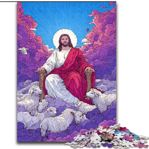 1000-teiliges Puzzle für Erwachsene und Jugendliche, Jesus-Kunst, Spielzeug, Lernspiele, stressabbauende Wanddekoration (Größe 50x75cm) von LiJianXXE