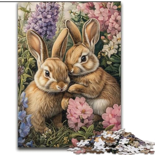 1000-teiliges Puzzle für Erwachsene und Jugendliche, Kaninchen im Garten, Spielzeug, Lernspiele, stressabbauende Wanddekoration (Größe 26x38cm) von LiJianXXE