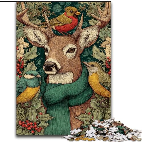 1000-teiliges Puzzle für Erwachsene und Jugendliche, Katze mit grünem Schal, Spielzeug, Lernspiele, Stressabbau, Stärkung der Liebe zwischen Paaren (Größe 50x75cm) von LiJianXXE
