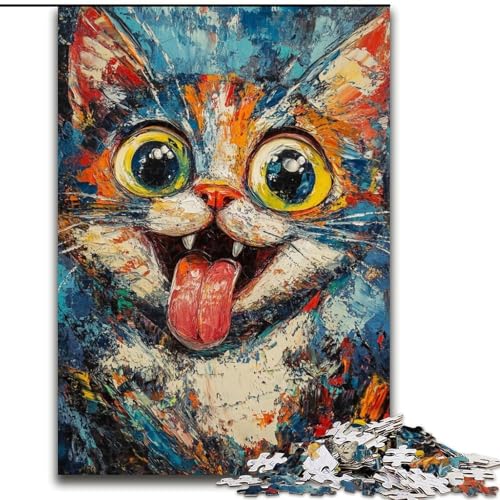 1000-teiliges Puzzle für Erwachsene und Jugendliche, Katzenkunst, Spielzeug, Lernspiele, stressabbauende Wanddekoration (Größe 26x38cm) von LiJianXXE