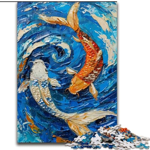 1000-teiliges Puzzle für Erwachsene und Jugendliche, Koi-Fische, Spielzeug, Lernspiele, stressabbauende Wanddekoration (Größe 26x38cm) von LiJianXXE