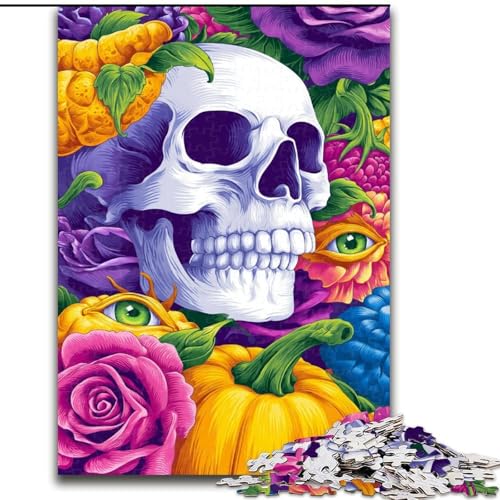 1000-teiliges Puzzle für Erwachsene und Jugendliche, Kürbisskelett, Spielzeug, Lernspiele, stressabbauende Wanddekoration (Größe 50x75cm) von LiJianXXE