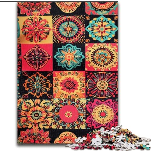 1000-teiliges Puzzle für Erwachsene und Jugendliche, Mandala-Blumencollage, Spielzeug, Lernspiele, stressabbauende Wanddekoration (Größe 26x38cm) von LiJianXXE