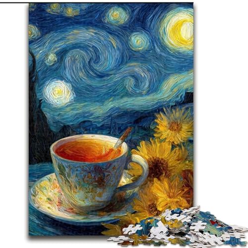 1000-teiliges Puzzle für Erwachsene und Jugendliche, Nachthimmel-Kaffee, Spielzeug, Lernspiele, stressabbauende Wanddekoration (Größe 26x38cm) von LiJianXXE