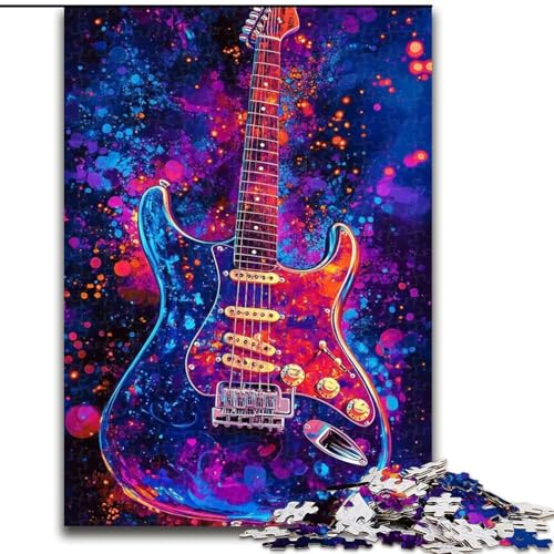1000-teiliges Puzzle für Erwachsene und Jugendliche, Neongitarre, für Kinder ab 14 Jahren, Lernspiel, Herausforderung, Spielzeug, Geschenk zum Geburtstag (Größe 26x38cm) von LiJianXXE