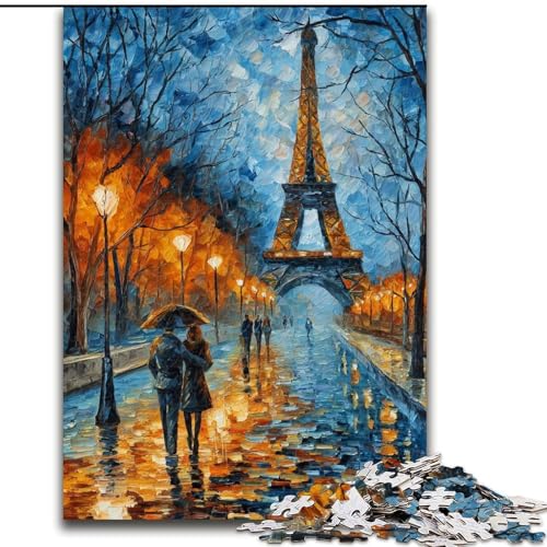 1000-teiliges Puzzle für Erwachsene und Jugendliche, Ölgemälde mit Eiffelturm, Spielzeug, Lernspiele, Stressabbau, Stärkung der Liebe zwischen Paaren (Größe 26x38cm) von LiJianXXE